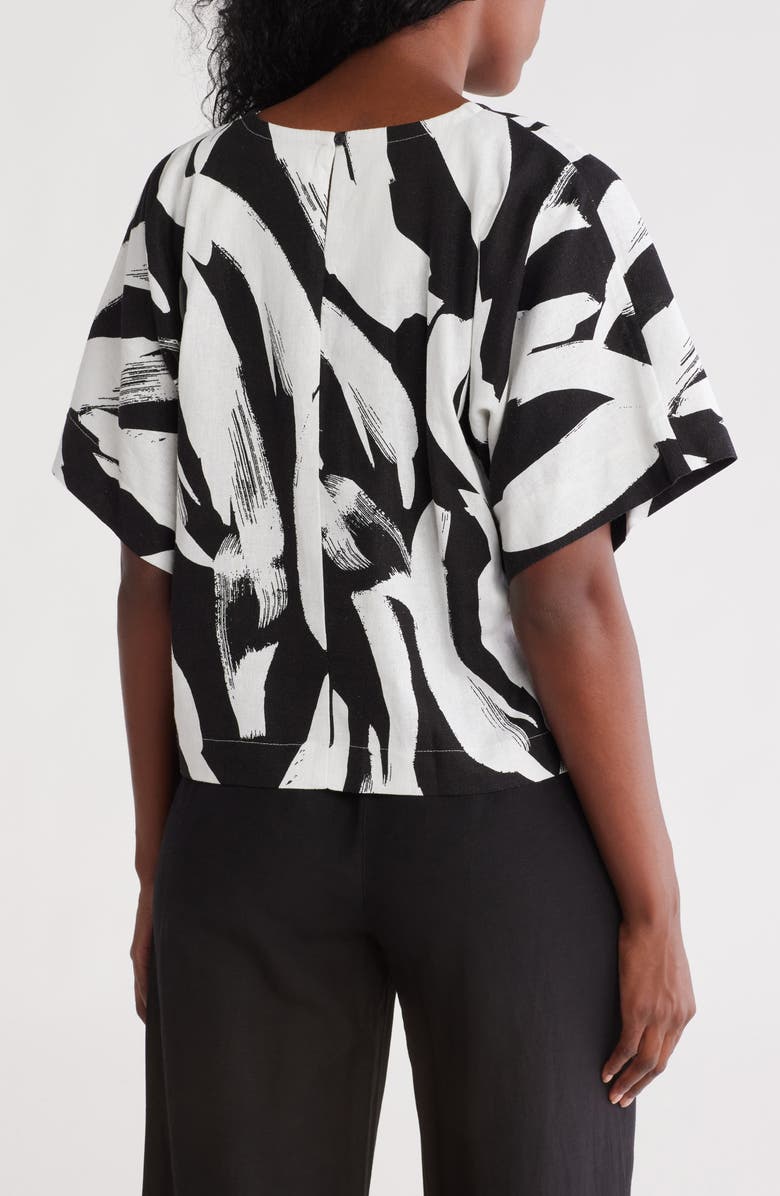 DKNY Boxy Short Sleeve Linen Blend Top, Alternate, color,