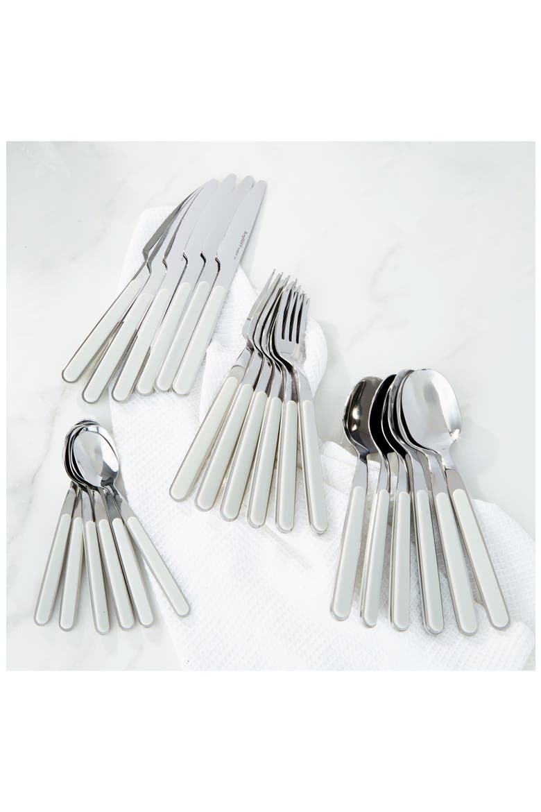 Leo 24-Piece Stainless Steel Flatware Set, Alternate, color, MOONBEAM