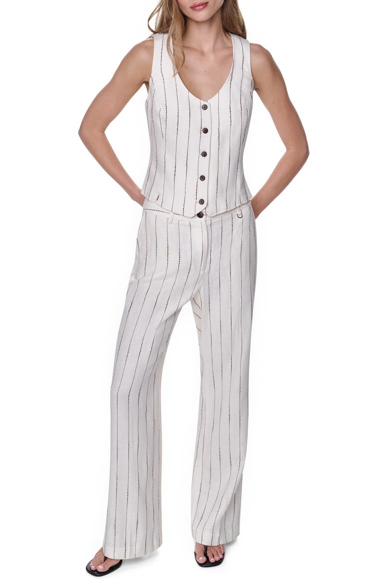 Stripe Straight Leg Linen Blend Pants, Alternate, color, COCONUT/ TOBACCO