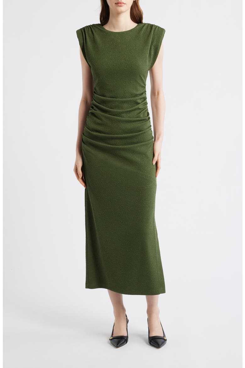 Cap Sleeve Textured Knit Midi Dress, Main, color, LODEN