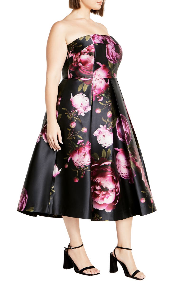 City Chic Tiffany Bloom Strapless Dress, Alternate, color, Multi Bloom