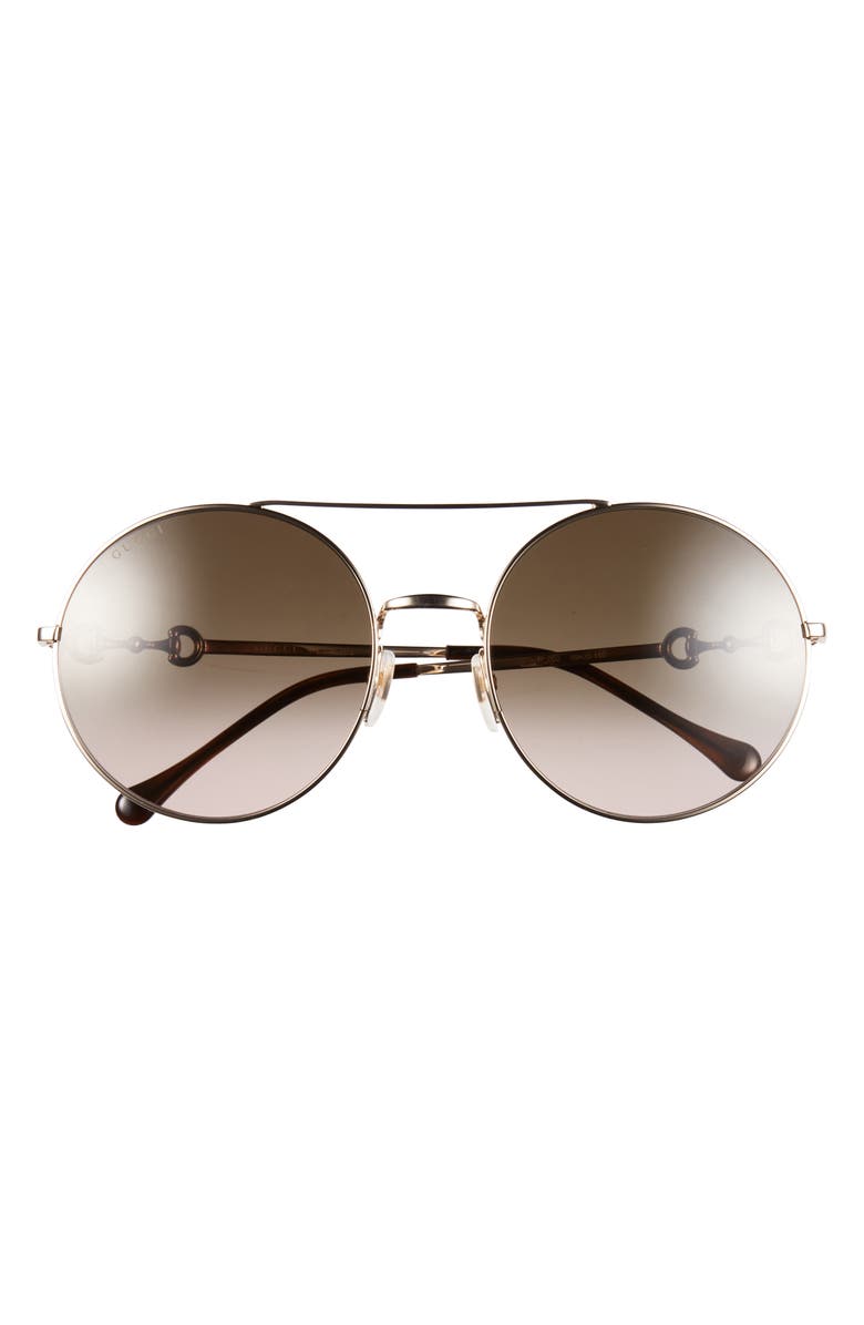 Gucci 59mm Aviator Sunglasses, Main, color, Gold Gold Brown