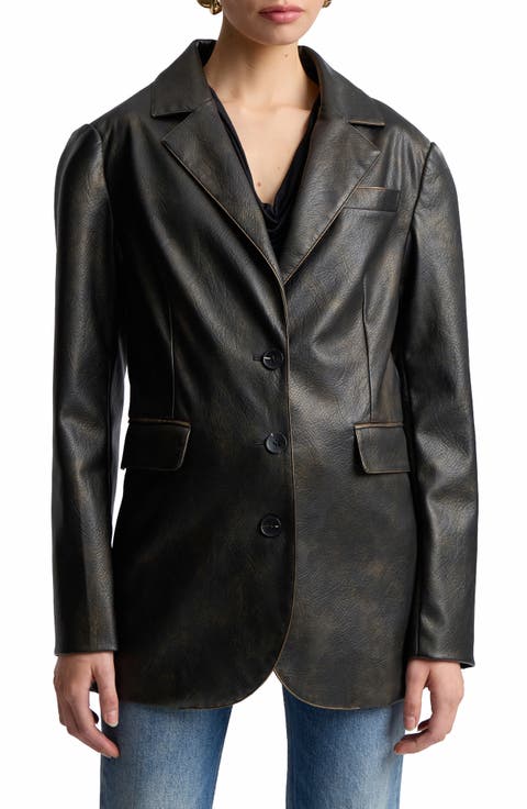 Faux Leather Blazer