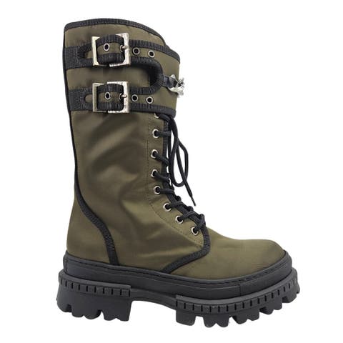 Chain Detail Buckled Combat Boot