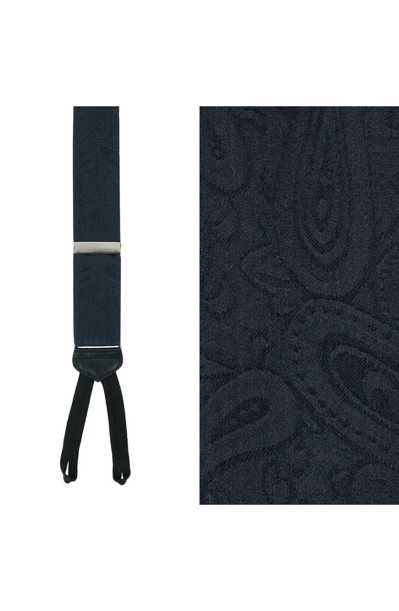 Trafalgar Banbury Tone on Tone Paisley Silk Suspenders (Braces) and Bow Tie Set, Alternate, color, Black