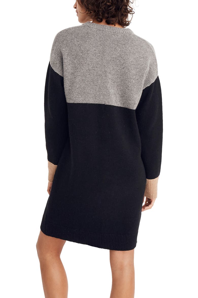 Colorblock Sweater Dress, Alternate, color, HEATHER GREY