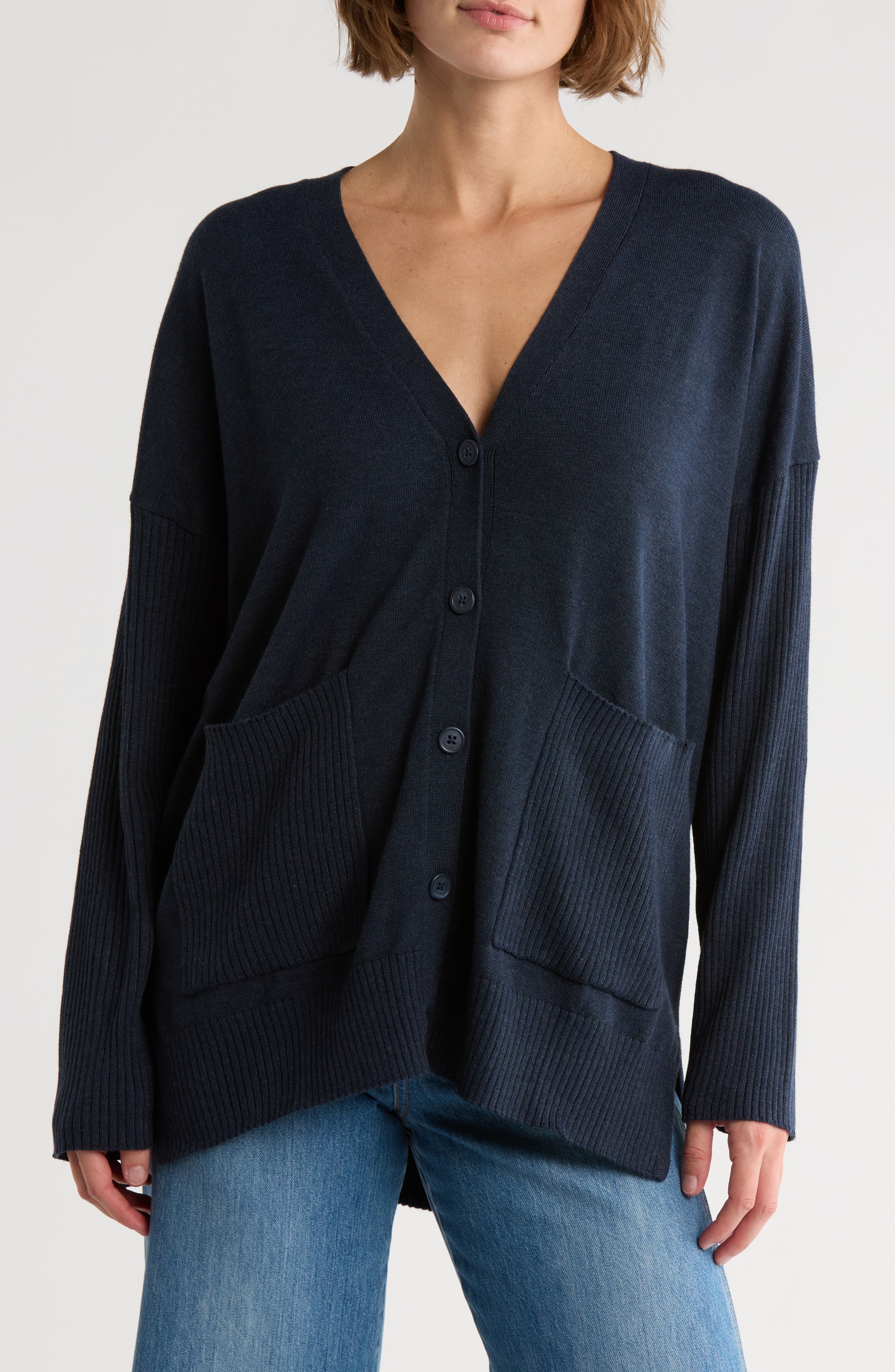 Splendid Oversize Ribbed Mixed Stitch Cardigan