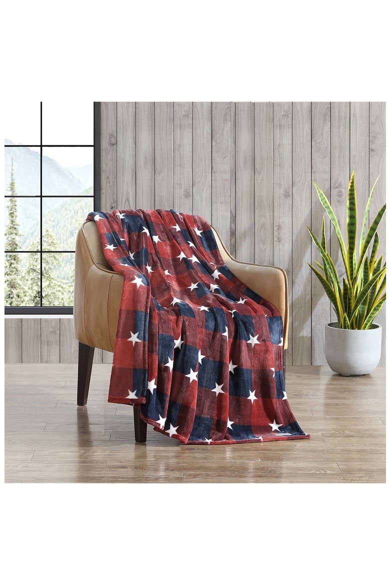Americana Plaid Throw Blanket, Alternate, color, MEDIUM RED
