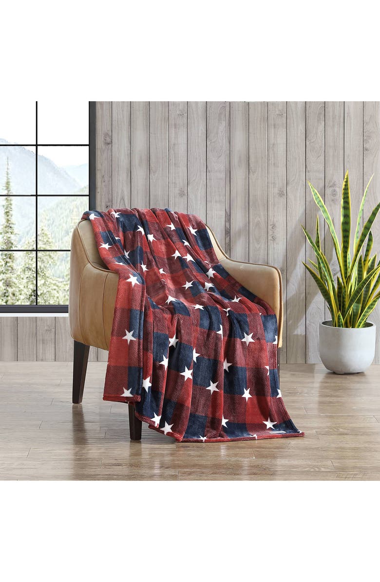 Eddie Bauer Americana Plaid Throw Blanket, Alternate, color, Medium Red