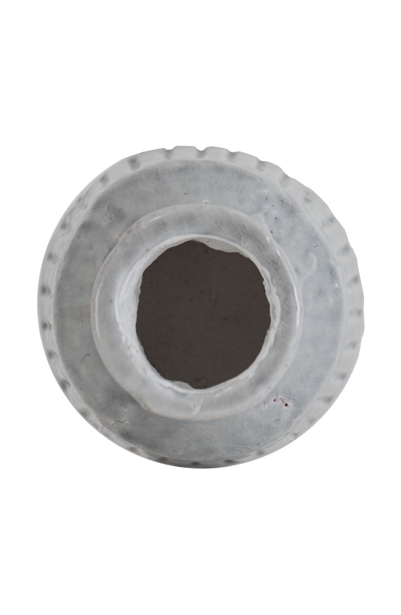 Foreside Home and Garden Handmade Gray Terracotta Vase with Carved Stripes, Alternate, color, Gray