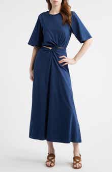 Waist Cutout Cotton Knit Dress
