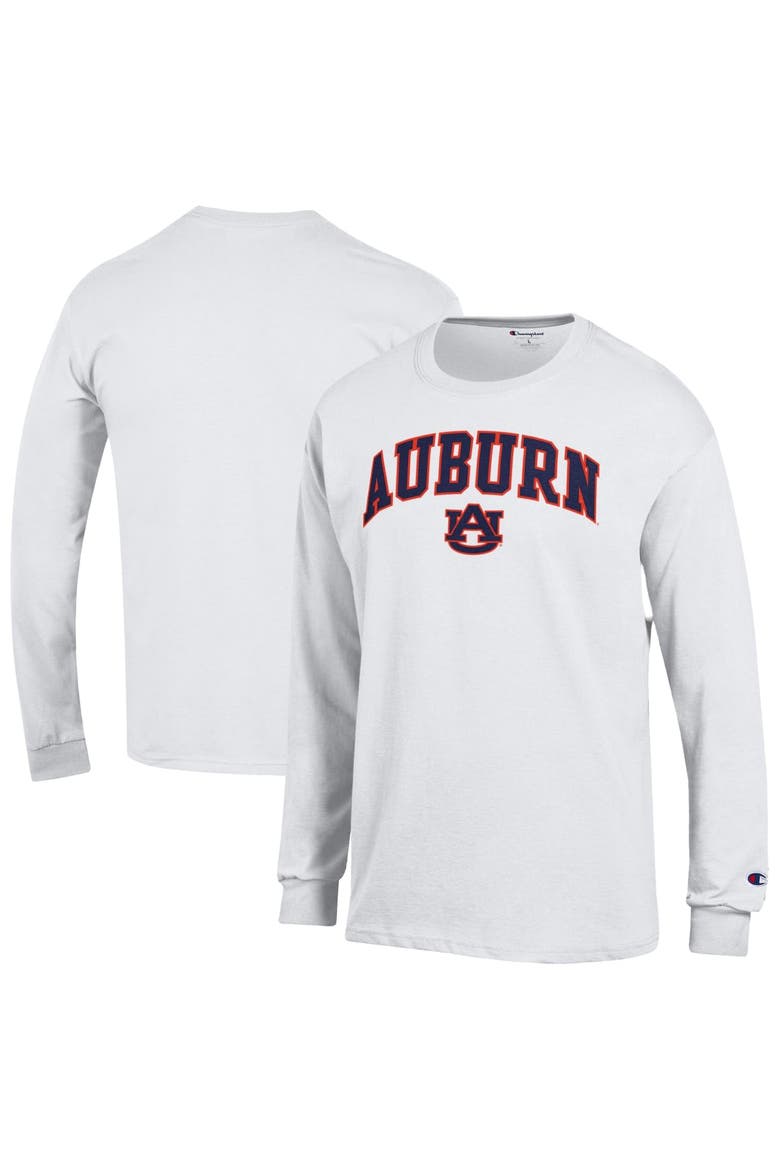 Men's Champion  White Auburn Tigers Arch Over Logo Long Sleeve T-Shirt, Alternate, color, White