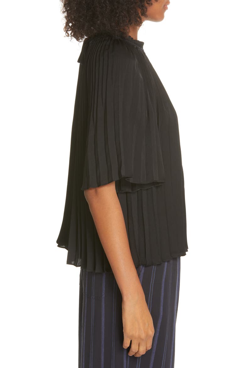 Pleated Smocked Top, Alternate, color, BLACK
