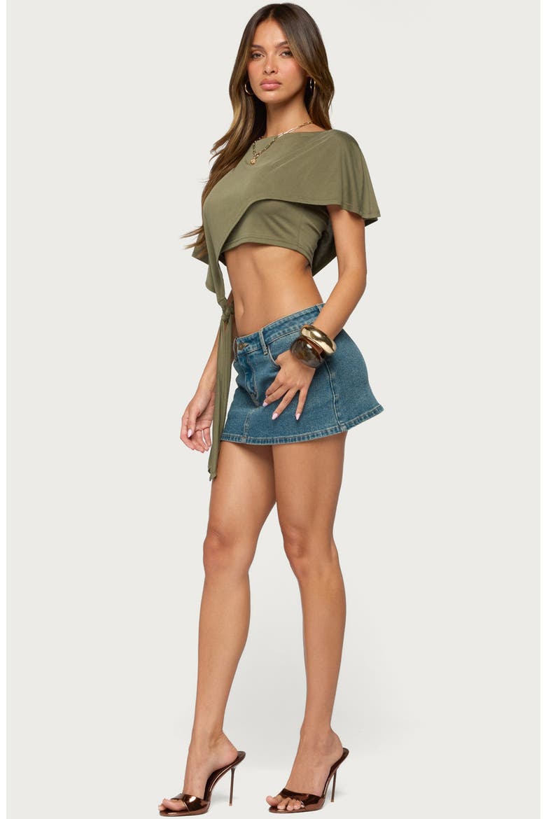 Deia Side Tie Layered Cropped Top, Alternate, color, OLIVE