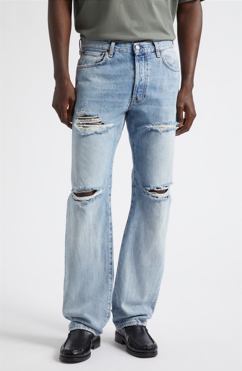 Acne Studios 1996M Regular Fit Ripped Straight Leg Jeans, Main, color, Light Blue