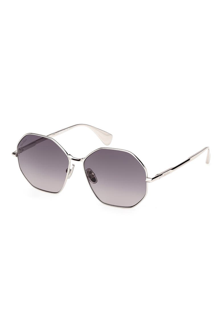 57mm Geometric Sunglasses, Alternate, color, RUTHENIUM / GRADIENT SMOKE