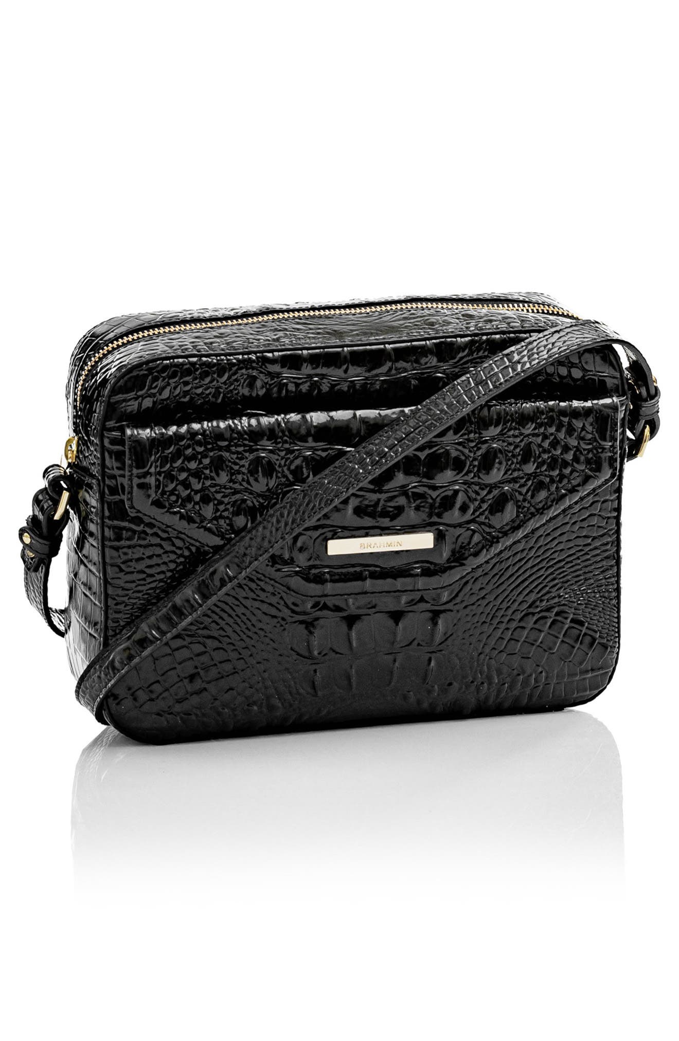 Brahmin Shea Croc Embossed Leather Crossbody Bag, Alternate, color, 