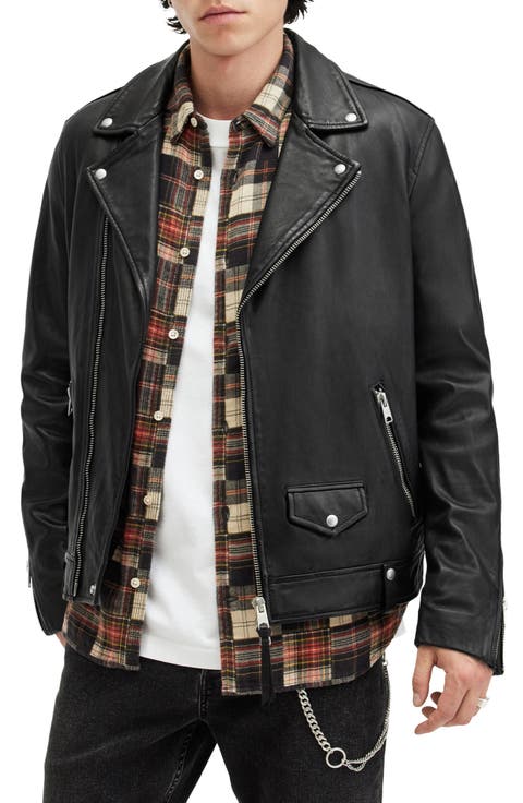 Milo Asymmetric Zip Leather Biker Jacket