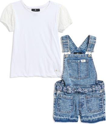 Kids' T-Shirt & Denim Overalls Set