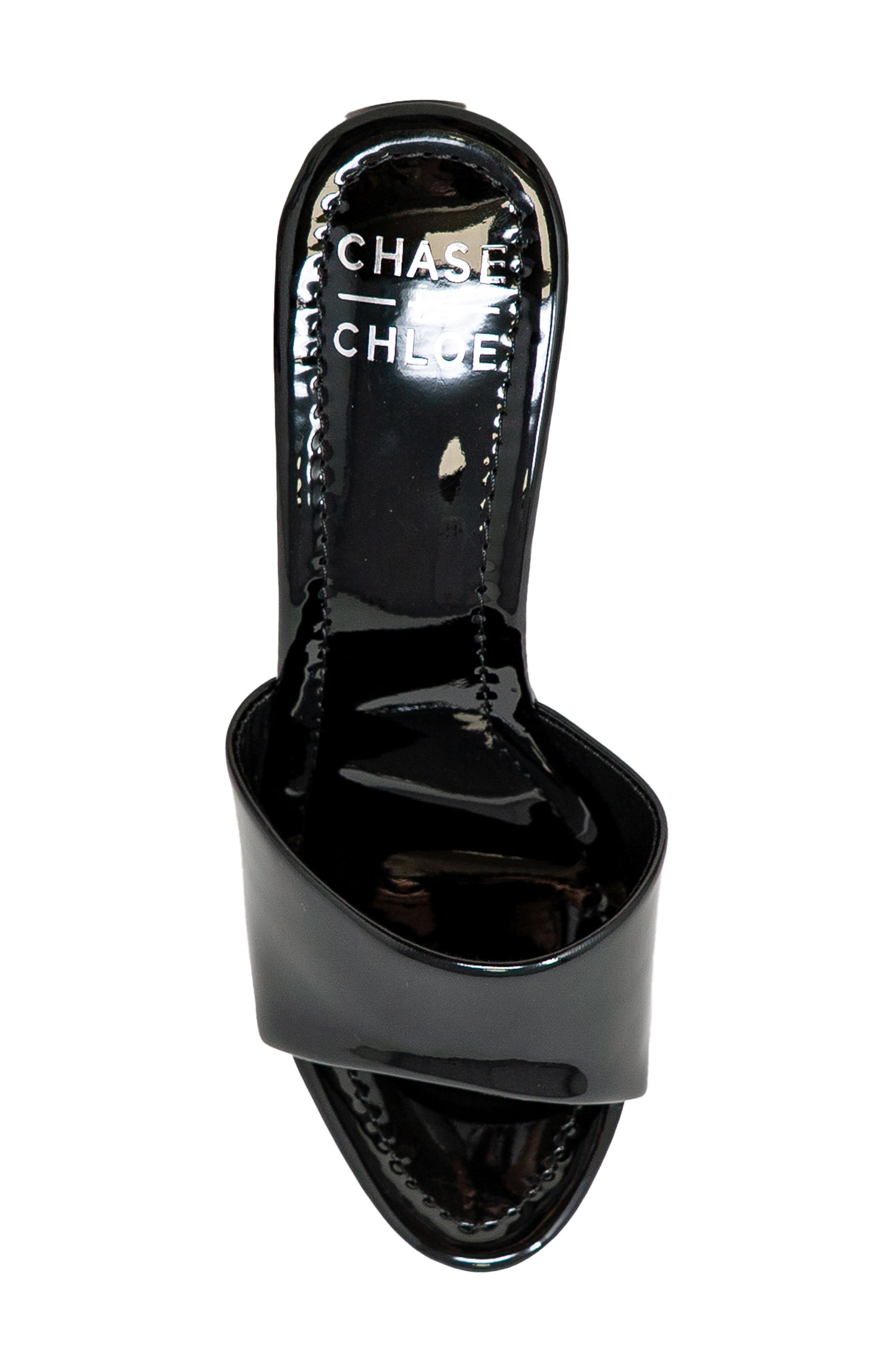 Chase & Chloe Clear Platform Mule Sandal, Alternate, color, BLACK PATENT