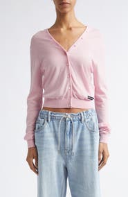 Alexander Wang Crop Continuous Placket Wool Cardigan