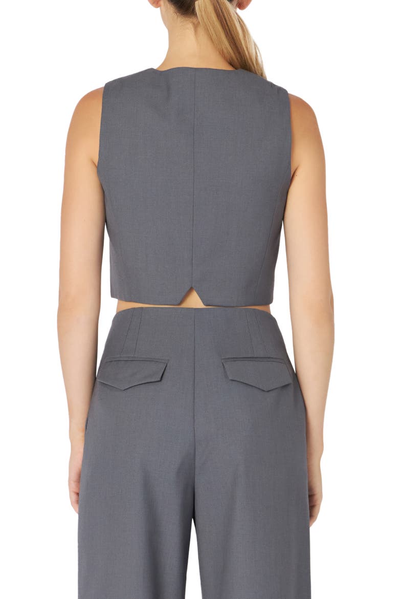 Button-Up Crop Vest, Alternate, color, HEATHER GREY