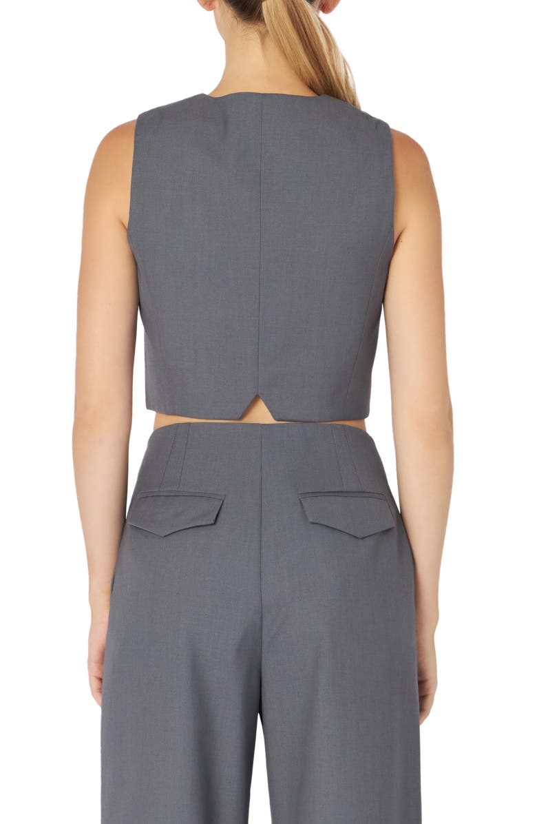 Grey Lab Button-Up Crop Vest, Alternate, color, Heather Grey