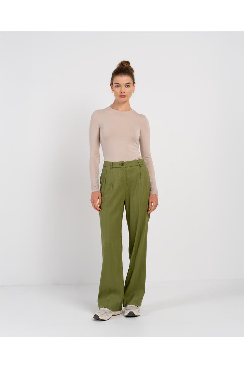 Iona Linen Pants, Alternate, color, Olive