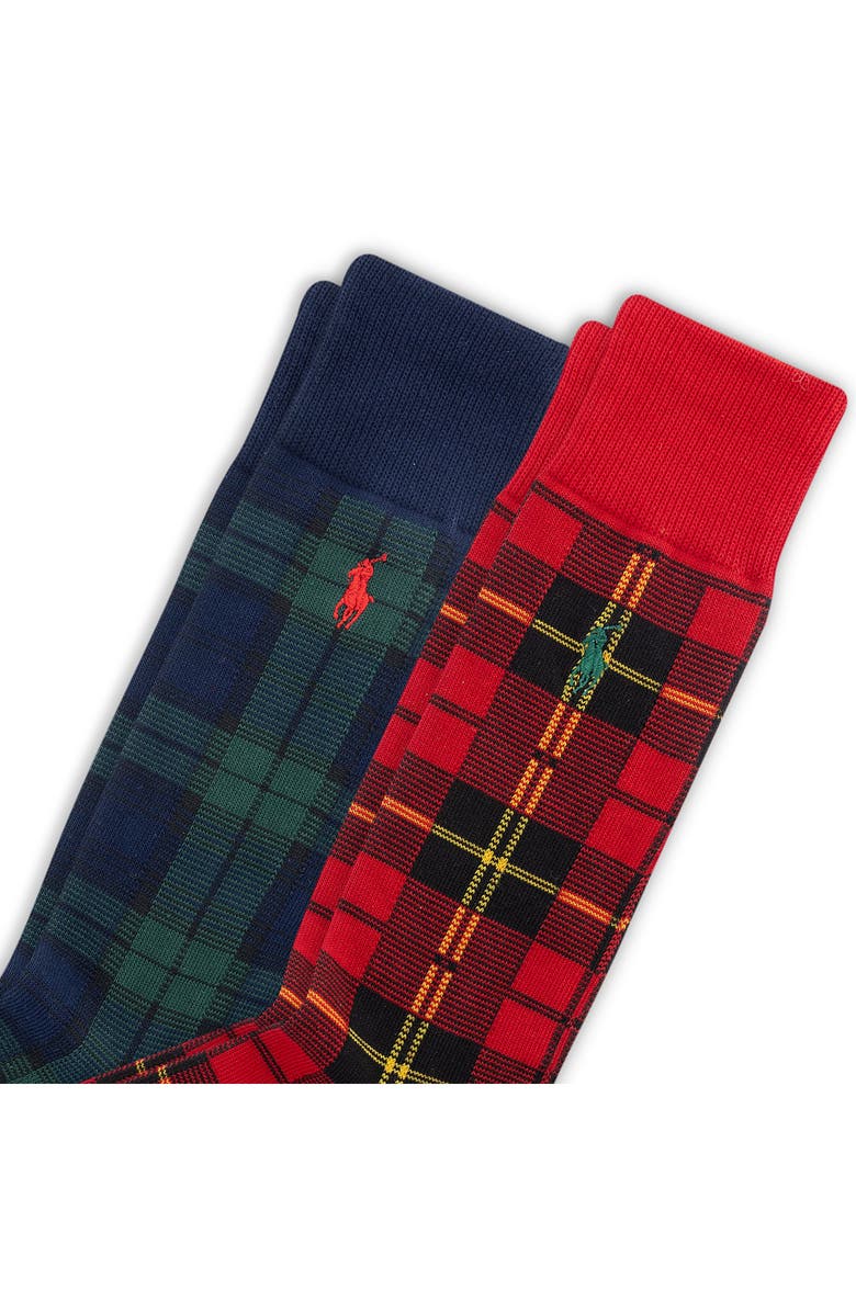 Polo Ralph Lauren Assorted 2-Pack Tartan Crew Socks, Alternate, color, Red