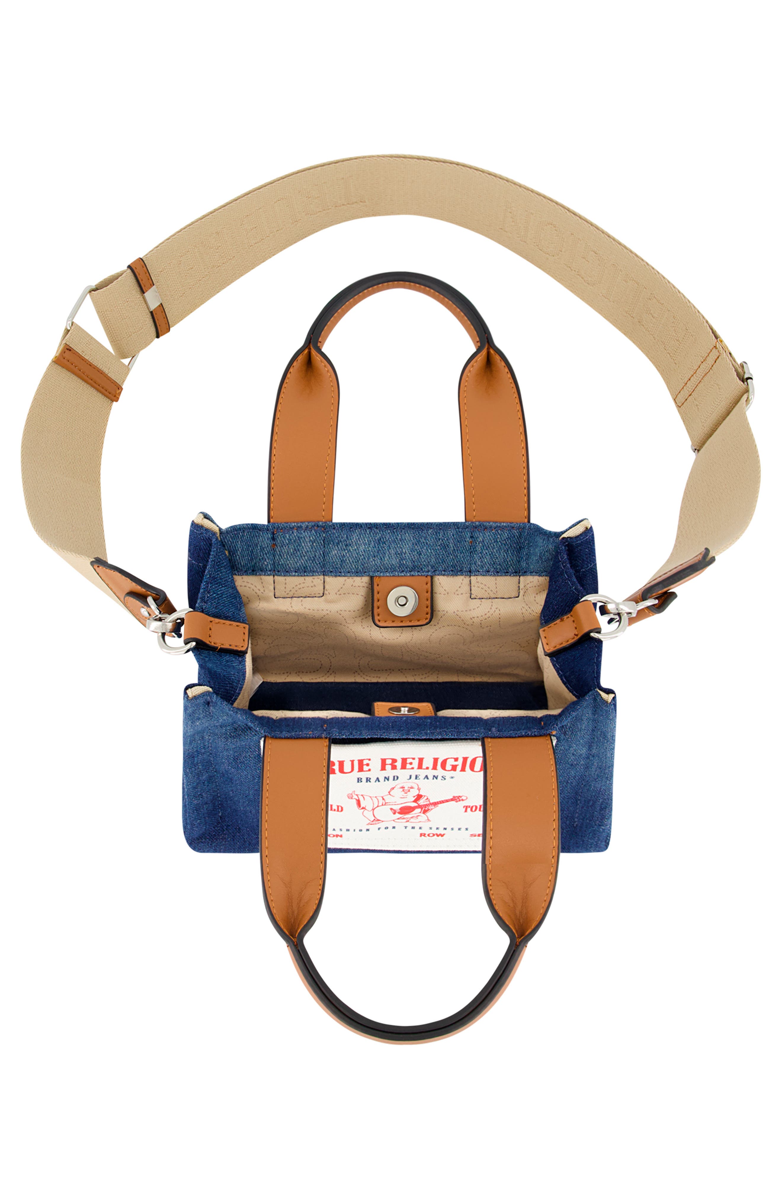 True Religion Brand Jeans Mini Denim Tote Bag, Alternate, color, Navy