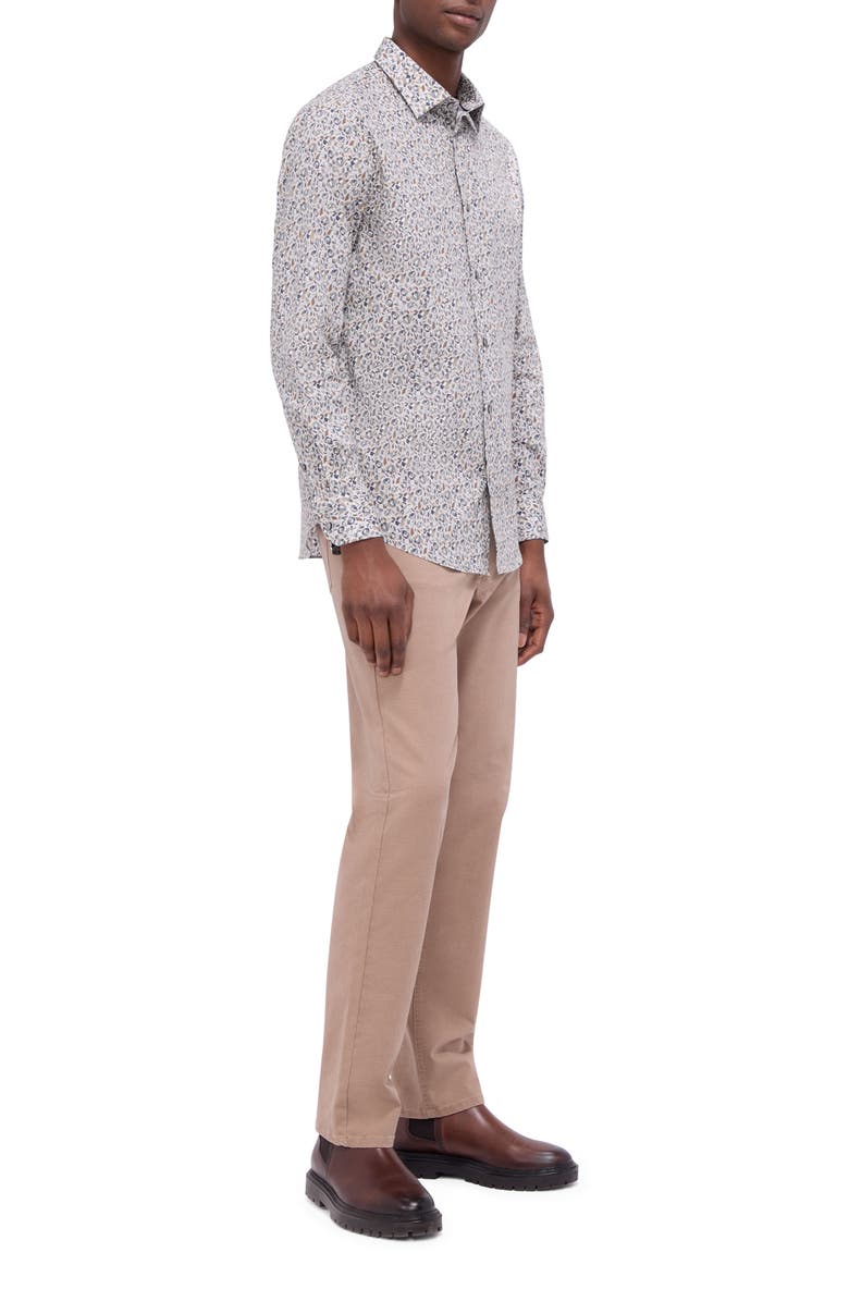 Bugatchi Julian Shaped Fit Geo Print Button-Up Shirt, Alternate, color, Willow