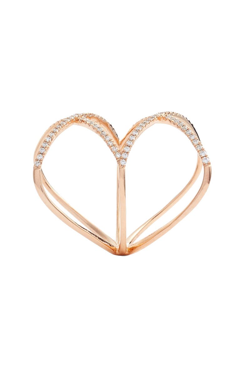Diamond Double Crisscross Ring (Nordstrom Exclusive), Alternate, color, ROSE GOLD
