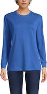 Lands' End Long Sleeve Cotton Interlock Crew T-Shirt