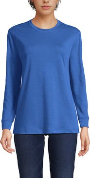 Lands' End Long Sleeve Cotton Interlock Crew T-Shirt