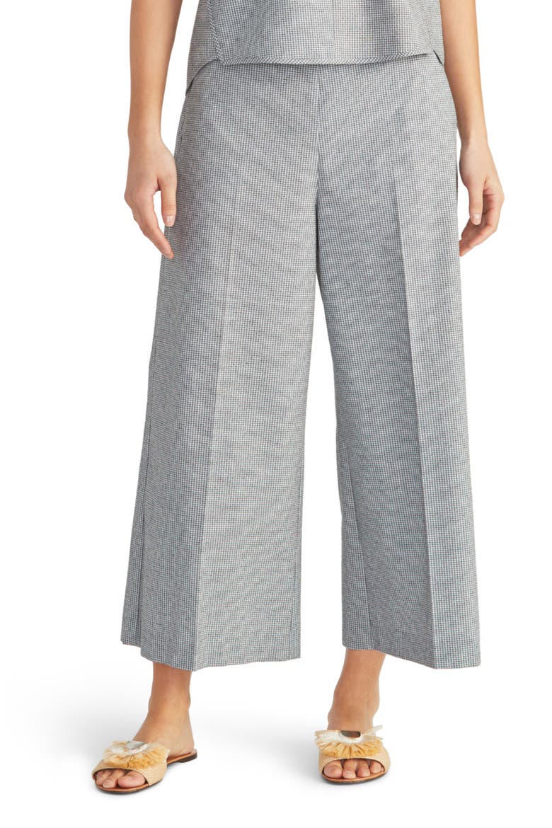 Check Crop Wide Leg Pants, Main, color, BLACK/ CREAM COMBO