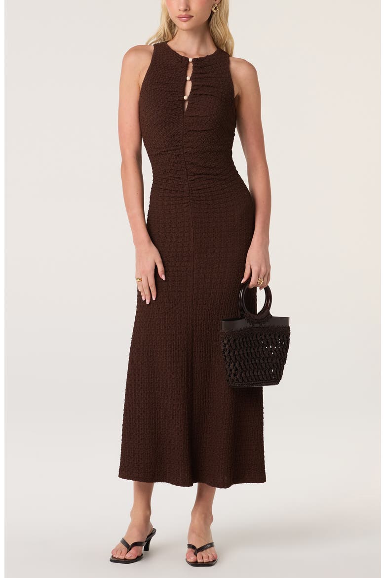 Skyla Sleeveless Midi Dress, Alternate, color, BROWN