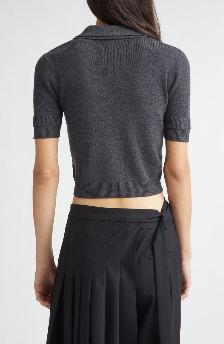 MONSE Doubled Crop Merino Wool Polo, Alternate, color, Dark Grey