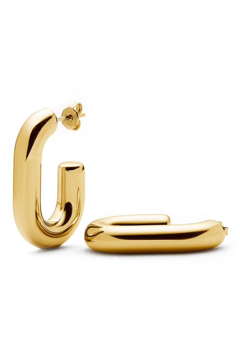 Chubby Oval Medium Hoop Earrings, Main, color, GOLD