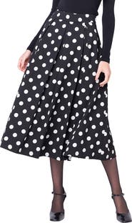 English Factory Polka Dot A-Line Midi Skirt