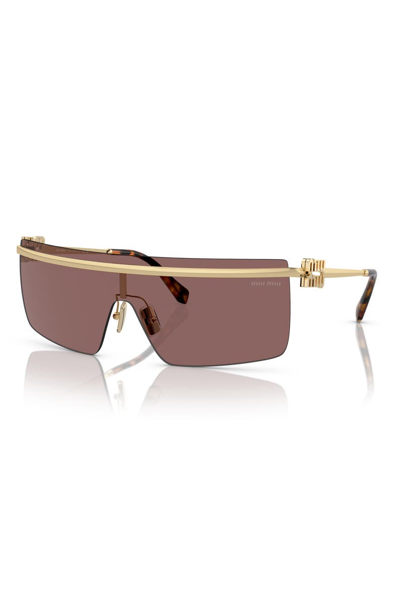 Miu Miu 142mm Rimless Shield Sunglasses, Alternate, color, Brown
