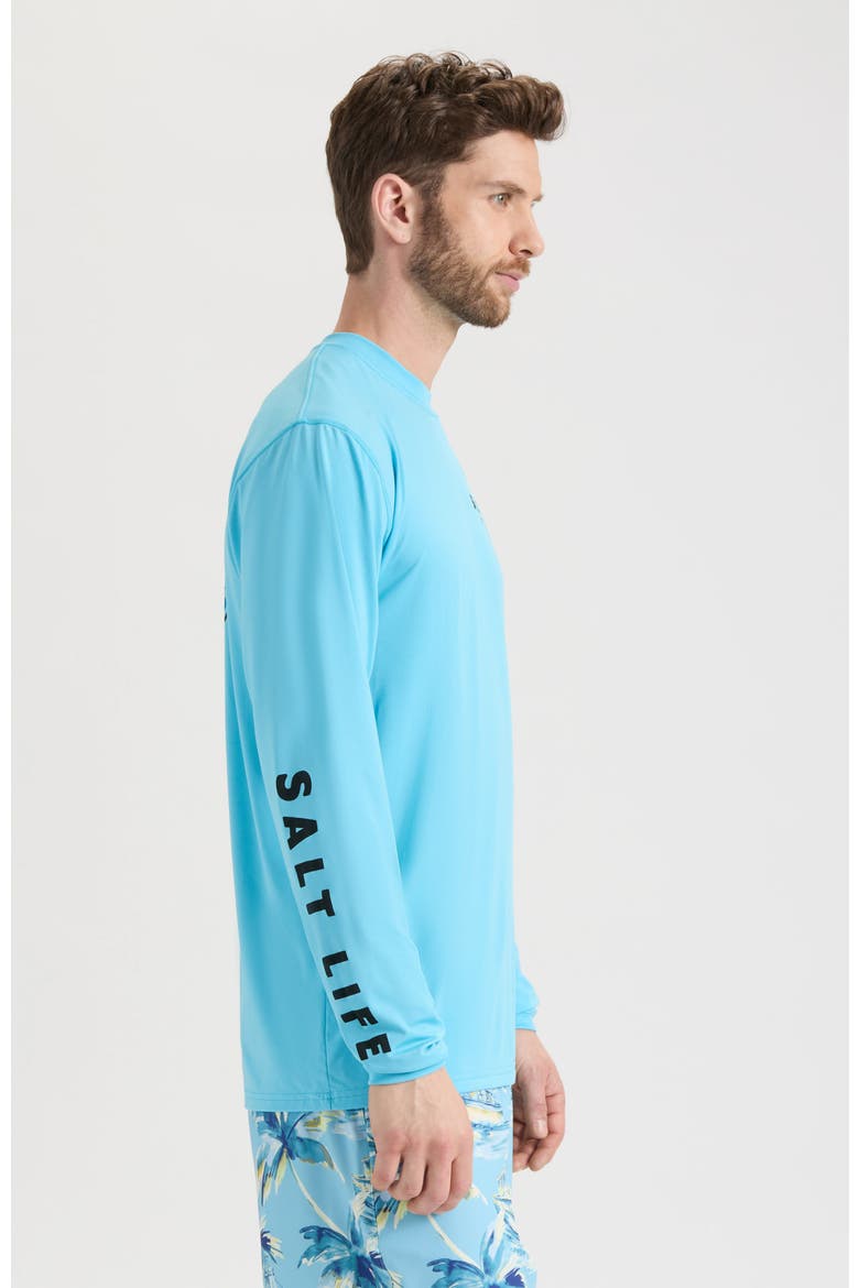 Nothin' But Bite Long Sleeve Performance Tee, Alternate, color, Cyan Heather