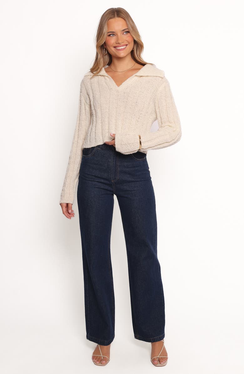 Petal & Pup Romy Collar Crop Sweater, Alternate, color, Ecru