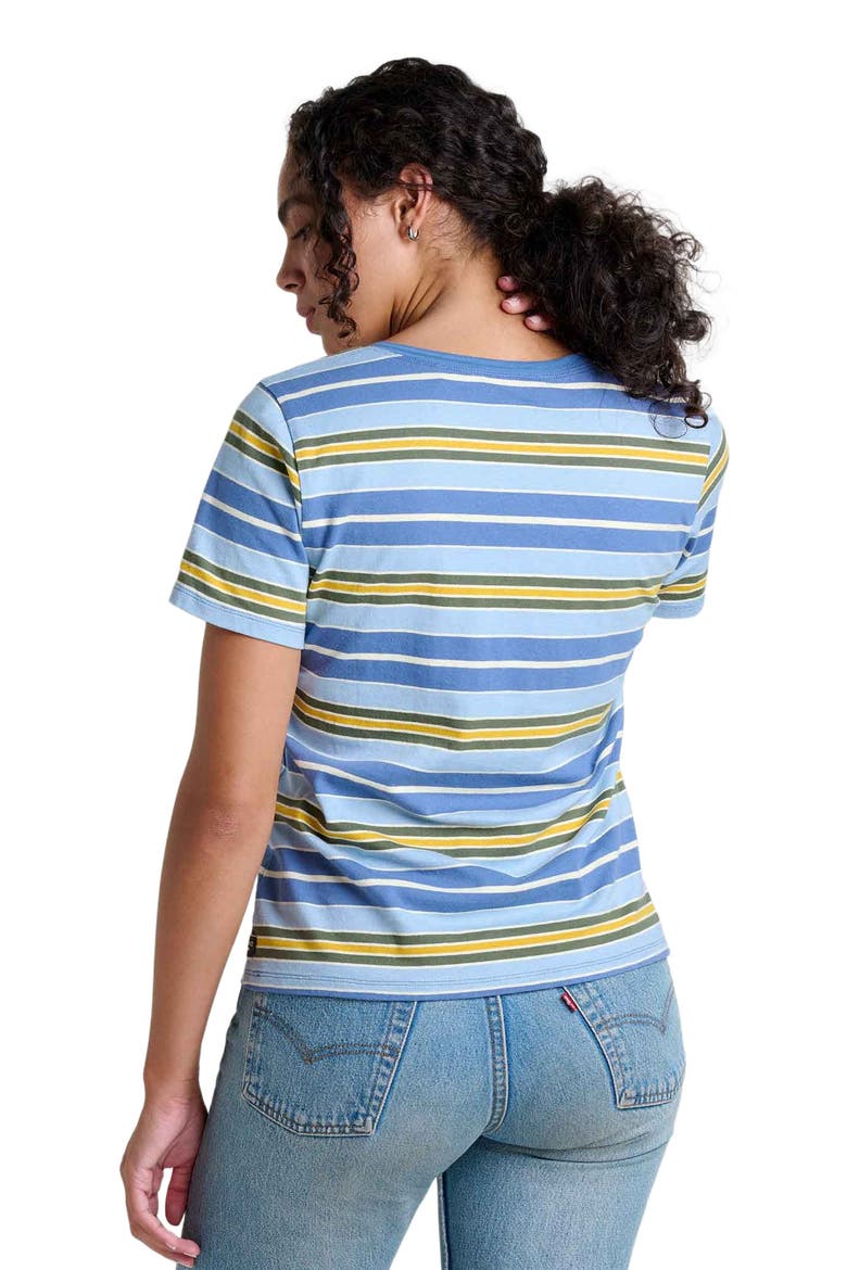 Women's Grom V-Neck Short Sleeve Shirt, Alternate, color, Weathered Blue Stripe