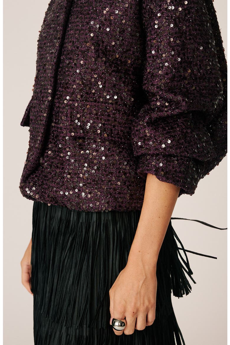 Sequin Bomber Jacket, Alternate, color, Aubergine