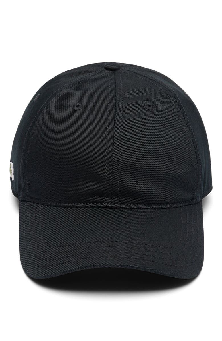 Lacoste Essential Cotton Twill Baseball Cap, Alternate, color, Black