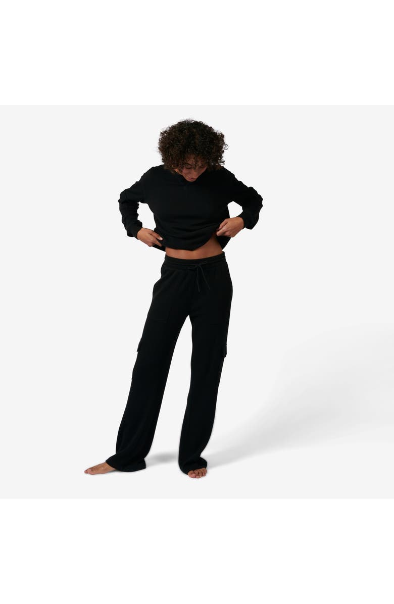 TomboyX Modal Cloud Waffle Cargo Pant, Alternate, color, Black Beauty