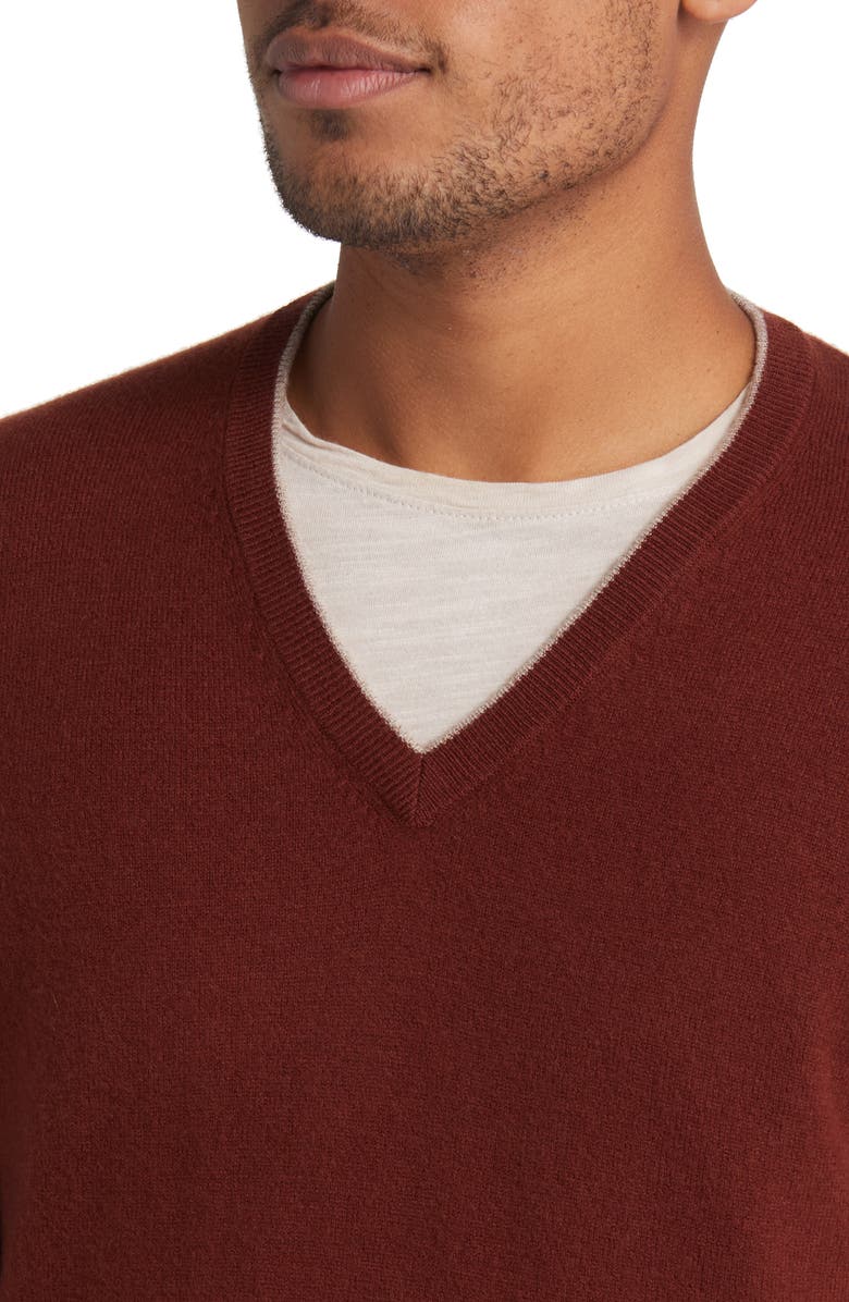 Lorenzo Uomo Tipped Merino Wool Sweater, Alternate, color, Rust