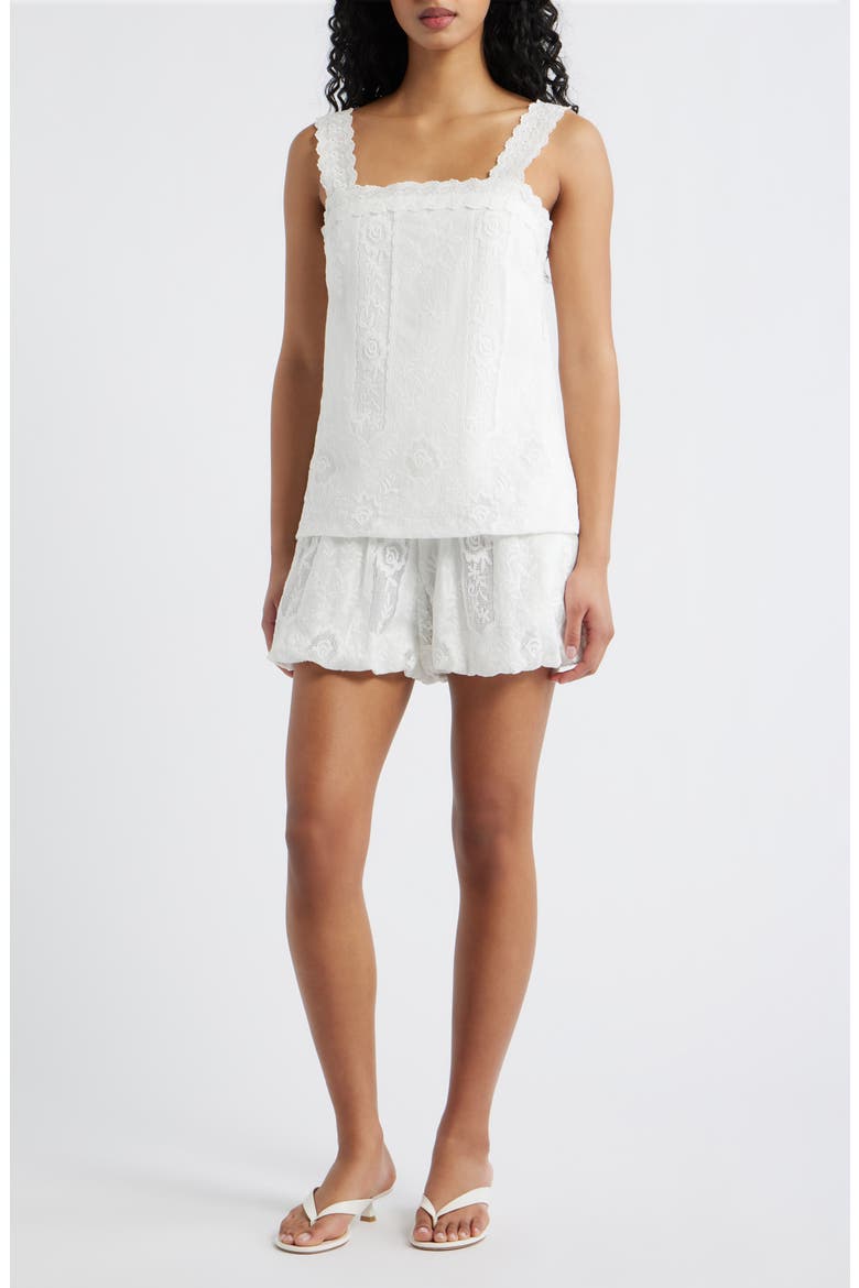Pienza Lace Sleeveless Romper, Main, color, WHITE