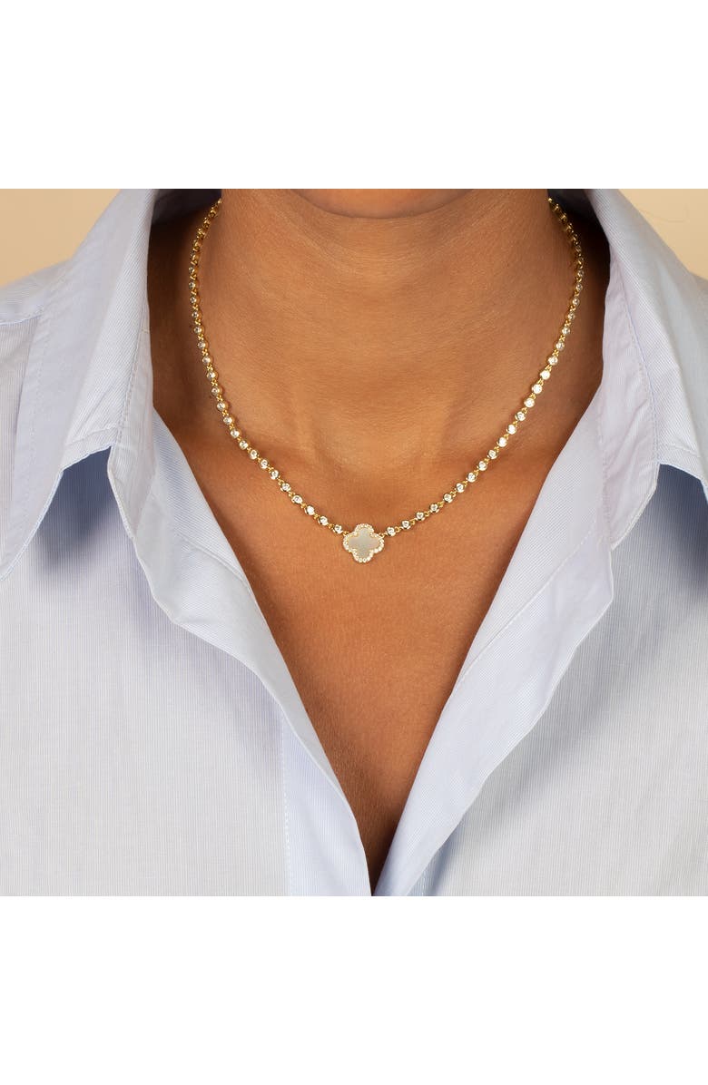 BY ADINA EDEN Pave Outline Four Leaf Clover CZ Necklace, Alternate, color, 