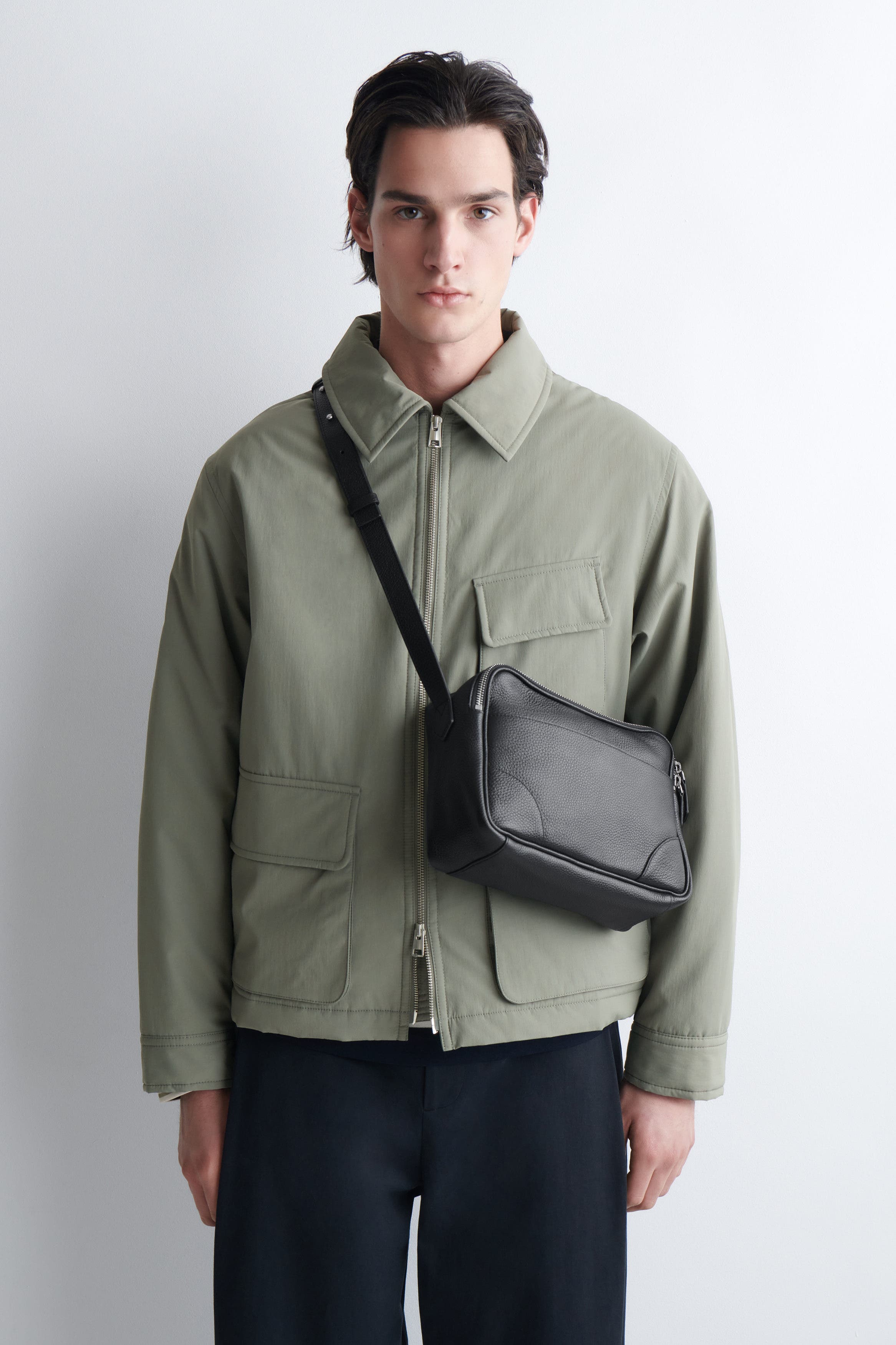 COS Classic Crossbody Bag - Leather, Alternate, color, Black